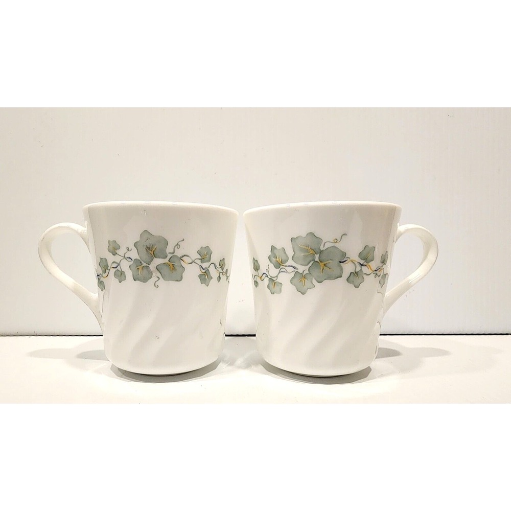 Corning Callaway Swirl Ivy Coffee Cups Mugs  3 1/2" Tall    Set of 2‎